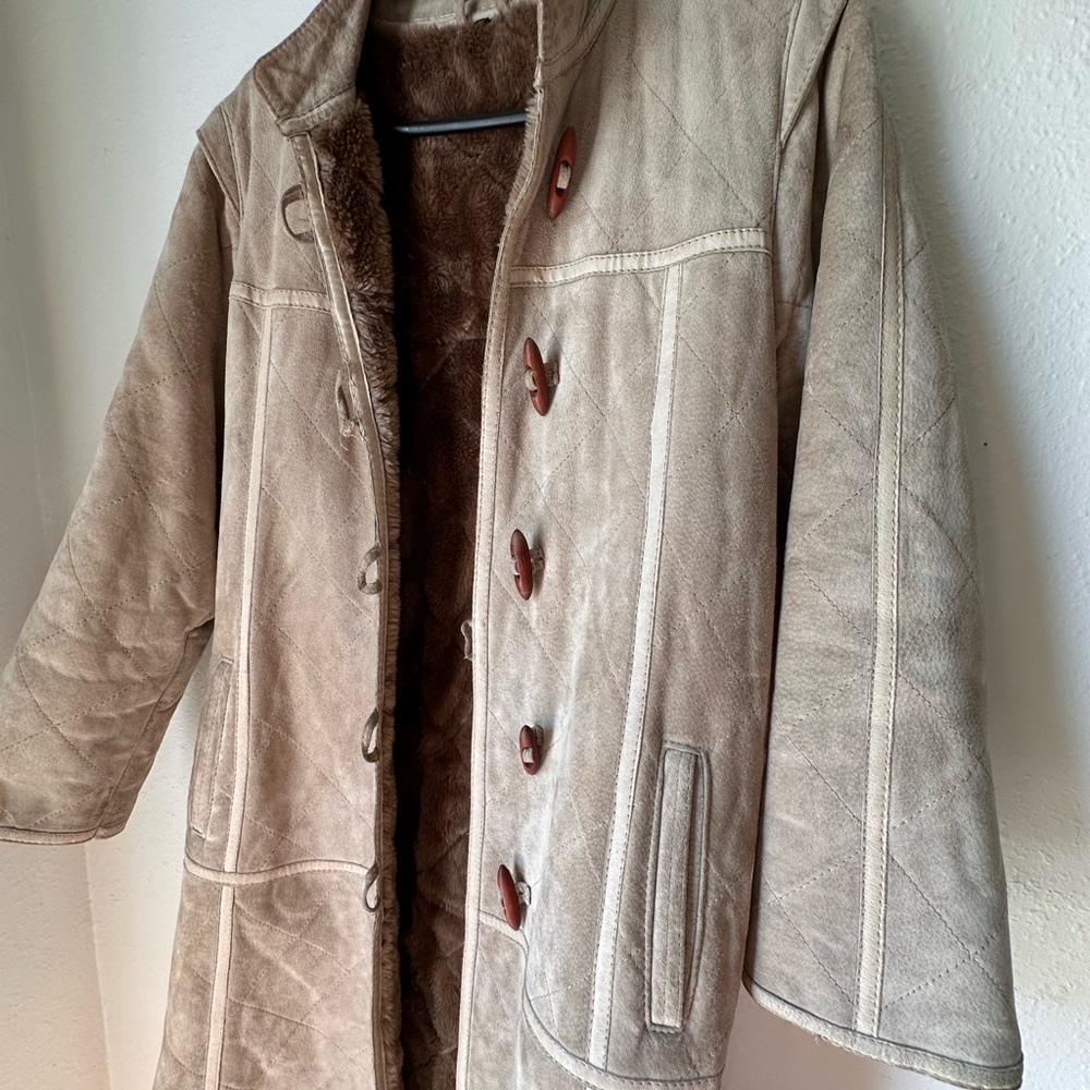 Vintage Suede Leather Trench Coat